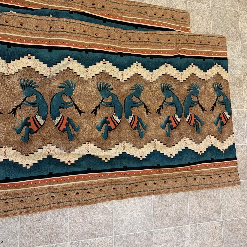 Vohann Linens Kokopelli Southwestern Pair Of Pillowcases Teal Orange